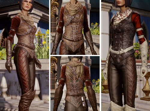 OUTERWEAR RETEXTURES FOR ELVESFemales: Brown | Black || Males: Brown | Black || (Nexus)Dalish-themed