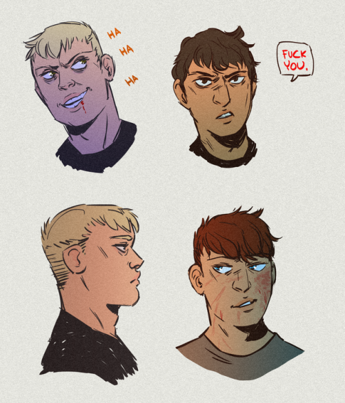 some andreil sketches, foxhole court vs all the king’s men. my terrible terrible children.