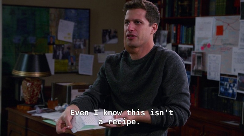 This series could use a couples cooking class episode. The B plot would be Rosa trying