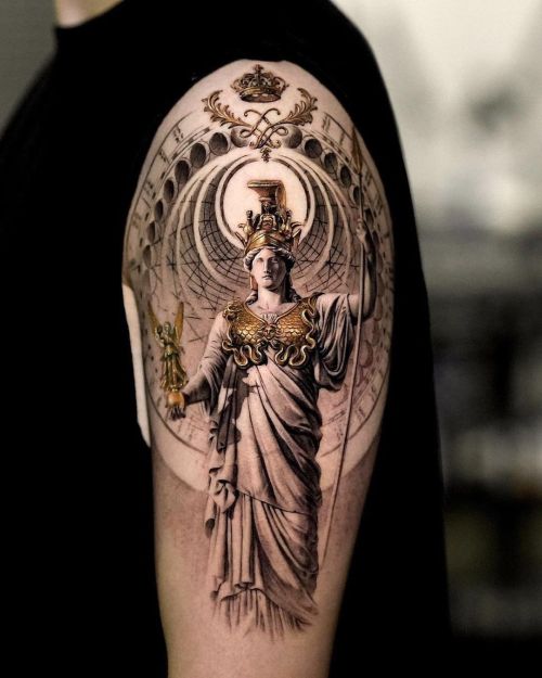 Amazing Athena tattoo by Gody Tattoo @gody_tattoo !