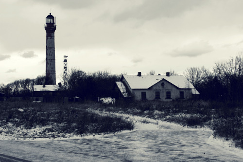 Abandoned lighthouse in Paldiski, Estonia. A great journey, a cold walk, snow and an epic friendship