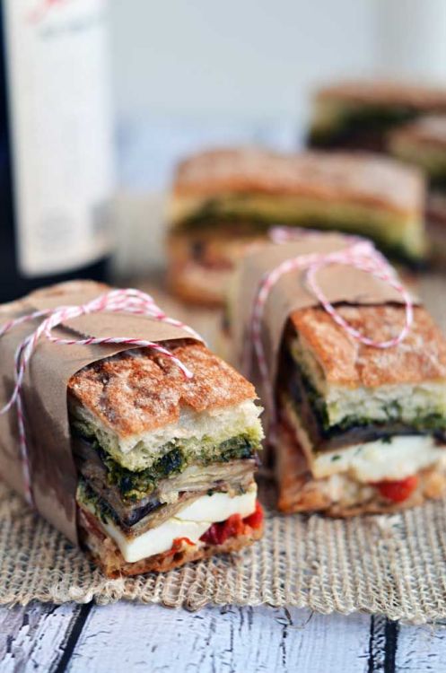 around-the-kitchen: Eggplant, Prosciutto, &amp; Pesto Pressed Picnic Sandwiches