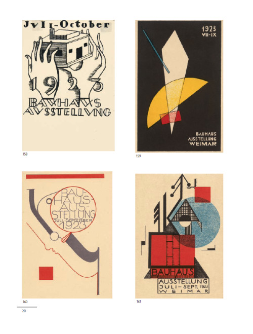 Bauhaus-Postkarten | Bauhaus postcards, 1923.Page 1. Bayer: Dreieck, Kreis, Quadrat. Variatione