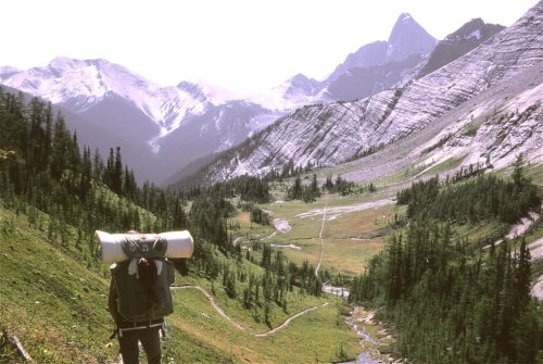 A photographer captures his hiking partner at Tumbling Pass on the Rockwall Trail. This photo was ev