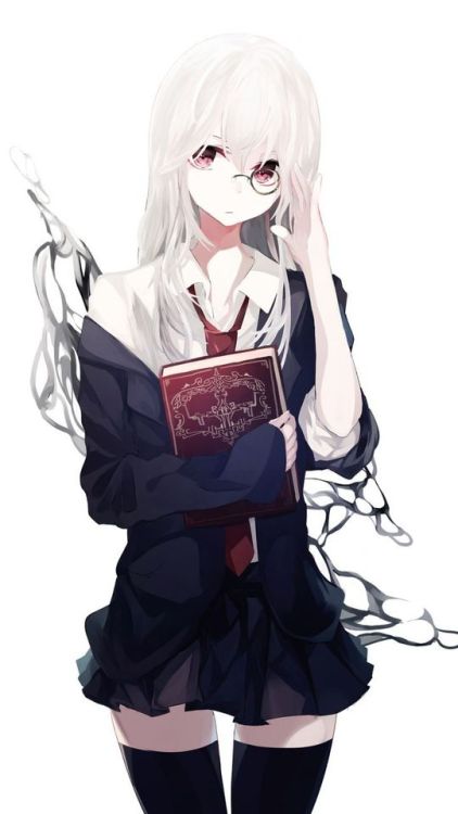 White hair, anime girl, minimal, magic book, 720x1280 wallpaper @wallpapersmug : https://ift.tt/2FI4