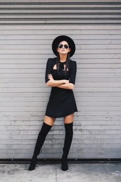 Justthedesign:  Danielle Bernstein Keeps It Sleek And Simple, Wearing A Black Mini