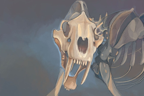A Smilodon Skeleton Study! I’m Pretty Happy With How The Colors Turned Out.