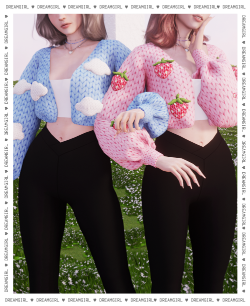 ♡ strawberry &amp; cloud cardigans ♡ new mesh by dreamgirlstrawberry cardigan - 5 swatchescloud 