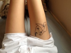 frekhl:  lazybonesillustrations:  On the weekend I got this Picasso tattoo on my leg. It is my sixth tattoo. Since when did I have 6 tattoos. how did I even let this happen. Oh well.  love 