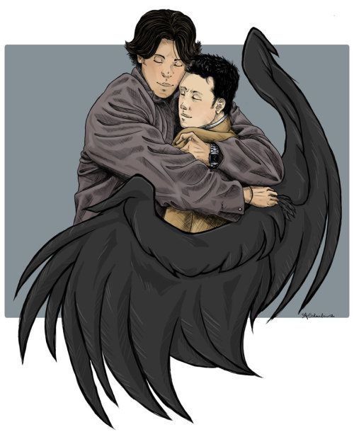 aint-no-me-if-there-aint-no-spn:  Sam/Castiel Hug by hexx36