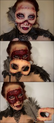 halloweencrafts:  UPDATE to the Halloween Masquerade Flesh Mask FX Makeup from Sandra Holmbom  This post here has received 82,000+ notes, and is one of my most popular HalloweenCrafts posts. Sandra Holmbom stopped posting a while back, but her blog