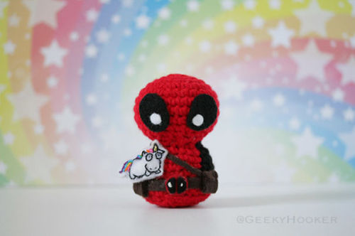 archiemcphee:  Every year for the last six years a crochet ninja called The Geeky Hooker (previously featured here) has been creating batches of kawaii crocheted amigurumi superheroes and hiding them around San Diego Comic-Con for attendees to find. And