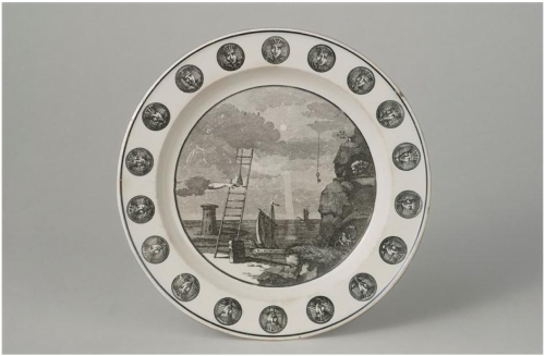 Three plates with Masonic decor, 19th C. via: Cité de la céramique, Sèvres