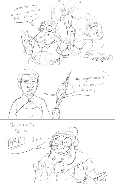 You can blame my discord server for this one.[ID a three panel Adventure Zone comic done in a sketch