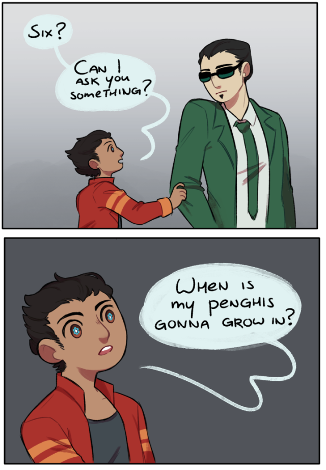 local 13 year old amnesiac forgets he’s trans #generator rex #i have not. slept in nearly a day and im so tired and was talking to bamboo and pangolin  #and i brought this up and somehow it was Hysterically funny to me in the moment  #misspelling words is also hysterically funny if youre sleep deprived.