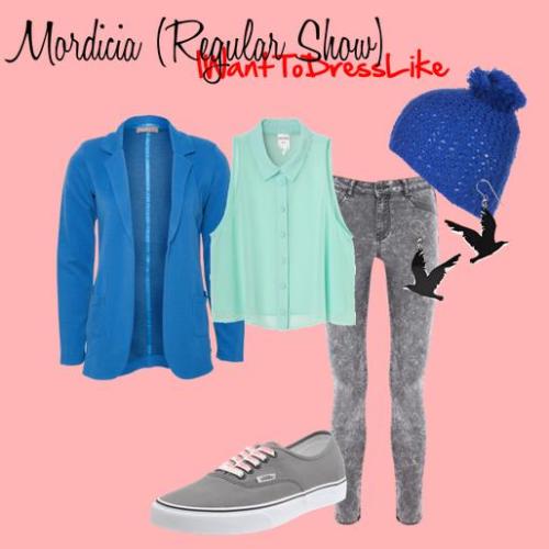 Mordicia (The Regular Show) as suggested by Anon. Top: £8.98 Jacket: £23 Jeans: £2