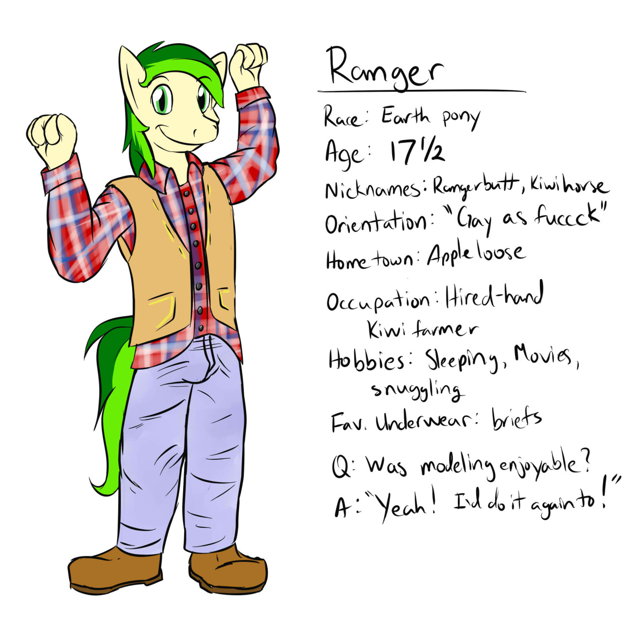 Meet Ranger, bit of a country pony, decided to visit the city and become an underwear