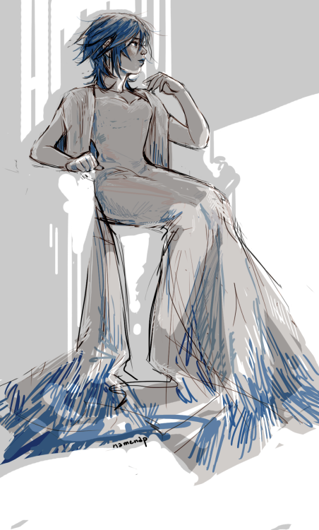 namenap:sketch of aqua wearing this super neato dress right here