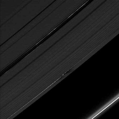 Ripples in the rings of Saturn caused by the orbit of small moons (Pandora, Pan, Prometheus, Atlas, 