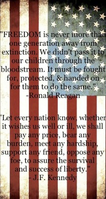 missvaliant: acoustic-warrior:   Ronnie and JFK might have been  opposite in some ways, but they understood that FREEDOM isn’t a Republican or Democrat thing, it’s an AMERICAN thing!  Yes, there are many issues that we have different opinions on,