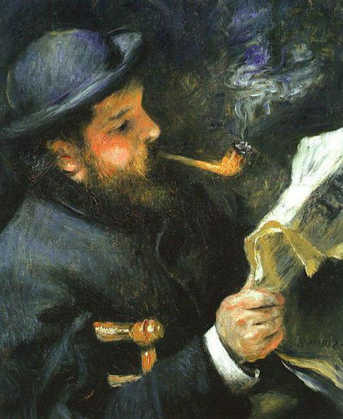 karamazove:Claude Monet Reading A Newspaper (1872) – Pierre-Auguste Renoir
