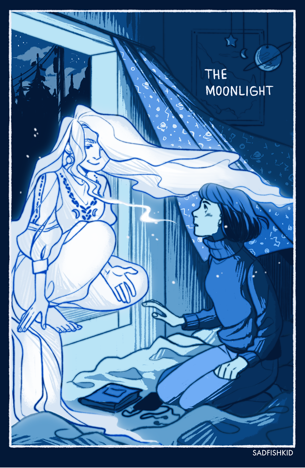 sadfishkid:my piece for @sapphiczines 🌕🌌🌟 the theme was space and celestial