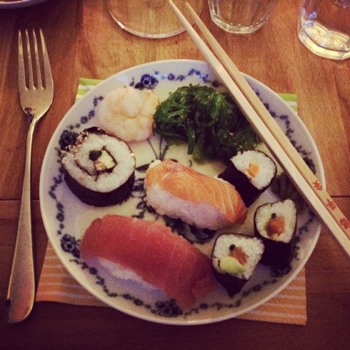 Selfmade sushi family dinner
