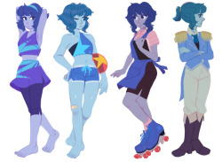 yorufi:  au where lapis is one of the crystal gems and so was into the fashion: 80′s, beach outfit, waitress and 19th century (???)