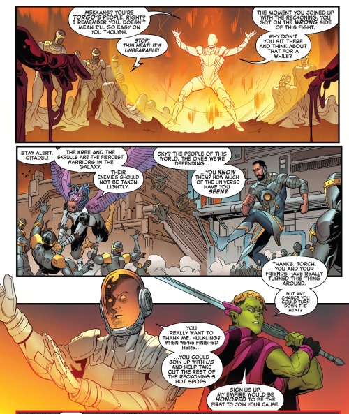 oxymitch: Emperor Hulkling, Wiccan, the Skrulls and the Kree are getting overwhelmed by a horde of r