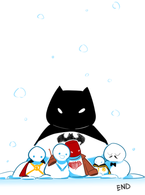 hellyeahteensuperheroes: blackphoenix1977:  tuluxi:    ⛄️    This is so cute  I headcanon Bruce wanted to do more but had to go fight the Joker or something. - Admin 