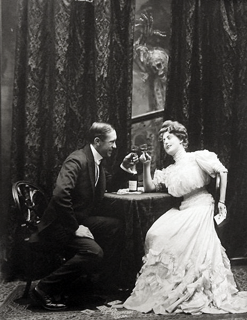 vintagegal: A Vaudeville performance based on the old English ballad “Death and the Lady”. Photographed by Joseph Hall, 1906 (via) 