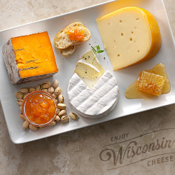 Wisconsincheese:   A Bright Cheese Board Featuring Wisconsin Gouda, Brie &Amp;Amp;