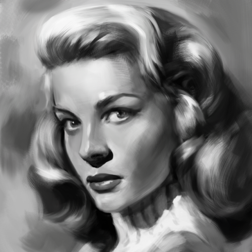 100 heads 94 / 100 ! Another photostudy , this time of Lauren Bacall ! It could use a bit more clean