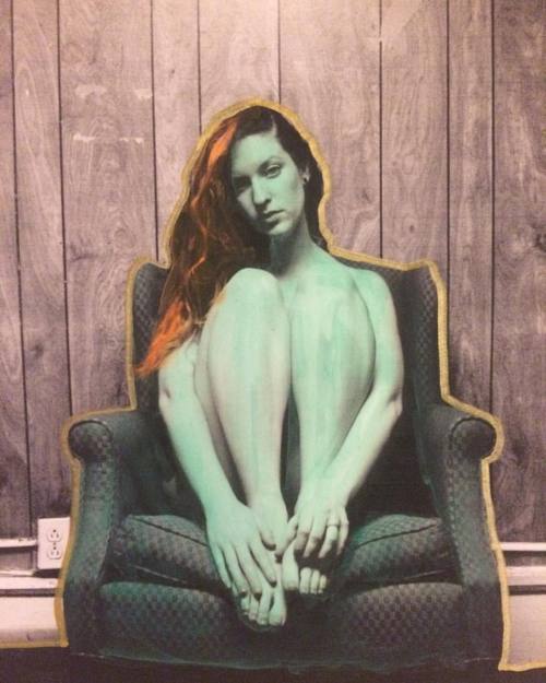 fayedaniels: Hand painted photograph of @katiewest and painting by me 