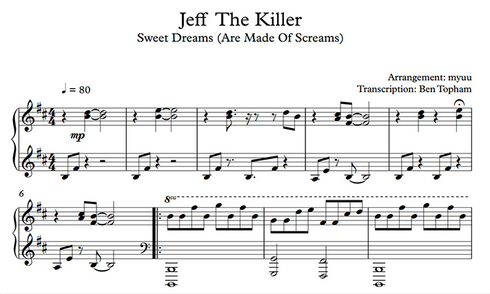 Music And Jeff Killer Cover (Sweet Dreams) 