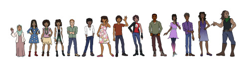 Drew my main characters, and added my boyfriend’s main characters, in a height line up.This wa