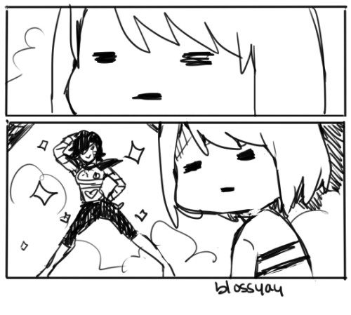 blossyay:I just always found it hilarious that Frisk has the “ tired of ur bs” face