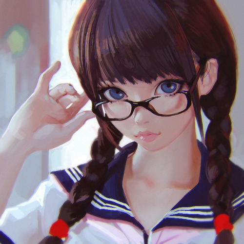 lordwanjavi: KR0NPR1NZ (Ilya Kuvshinov) Freckles DeviantArt Pink Noise Feline Digital Megane Little 