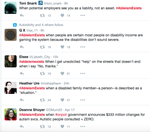 andreashettle:[Image description: A series of tweets with the header, #AbleismExists. I don’t know h