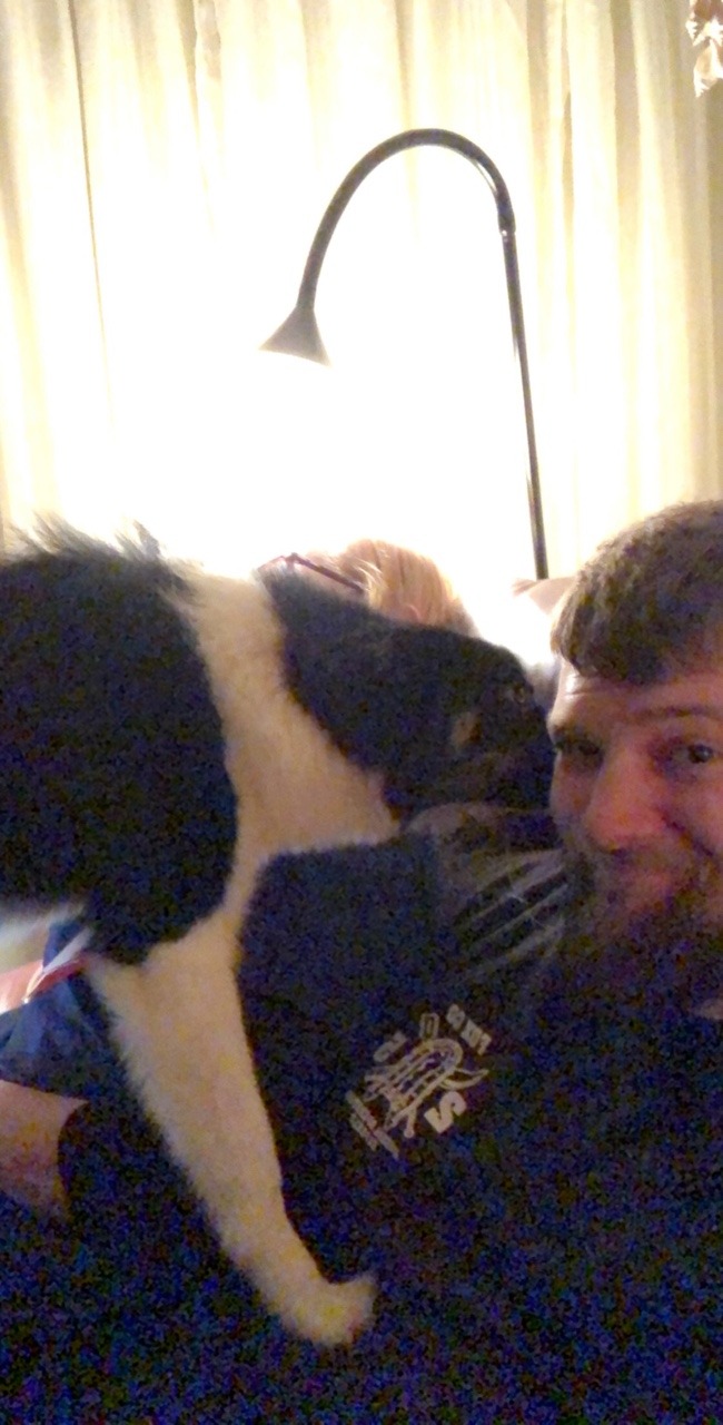 Pipping kept getting jealous ( I think) when we cuddled and would come lick our faces