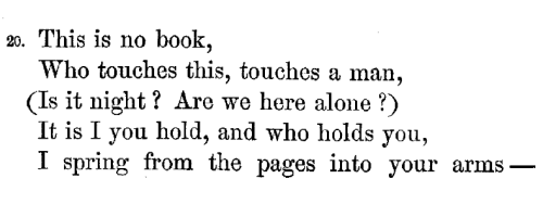 Walt Whitman, “So Long!”, Leaves of Grass [Text ID: “This is no book,Who touches this, touches a man