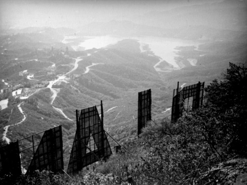 Behind the Hollywoodland sign: a view of Lake Hollywood, circa 1930’s.