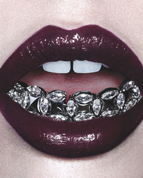 lenadreamsingold:  bad-dominicana:  mariavontraphouse:  deliciouskaek:  velved:  Grillz by Christian Ferretti for Interview Magazine April 2013  yo, fuck Christian Ferretti wasn’t this considered “ghetto” “tasteless” and “low class” just
