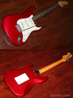 garys-classic-guitars:Candy Apple Red 1965 Fender Stratocaster,http://www.garysguitars.com/catalog/1965-fender-stratocaster