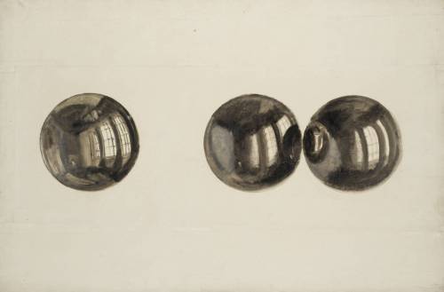 shihlun:J. M. W. Turner, Reflections in a Single Polished Metal Globe and in a Pair of Polished Meta