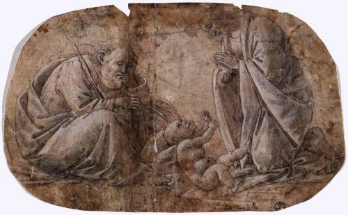 artist-botticelli:  Adoration of the Child, 1495, Sandro BotticelliMedium: pen