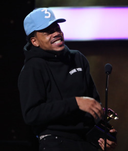 tranquillust:  celebsofcolor:  Chance the Rapper accepts the Grammy for Rap Performance for “No Problem” at the 59th Annual Grammy Awards in Los Angeles  tears of joy for this man