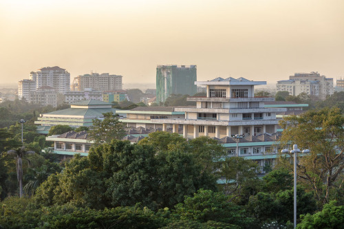 The Regional Parliament west of People’s Park is seen here from atop Yangon International Hote