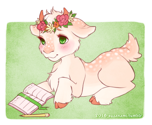 Anabelle for DreamsInPink on Goatlings! was debating green or brown eyes since the Peach Blossom AD has closed eyes, went with green. this AD was so fun to color