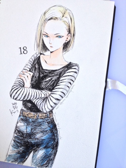 kamocchi:  18号さん。 いまドラゴンボールがというより18号さんが熱いです。 今まででうんともすんとも言わなかったオリジナル絵が、半年以上経った今晩いきなりリアクションが続いてびっくり。